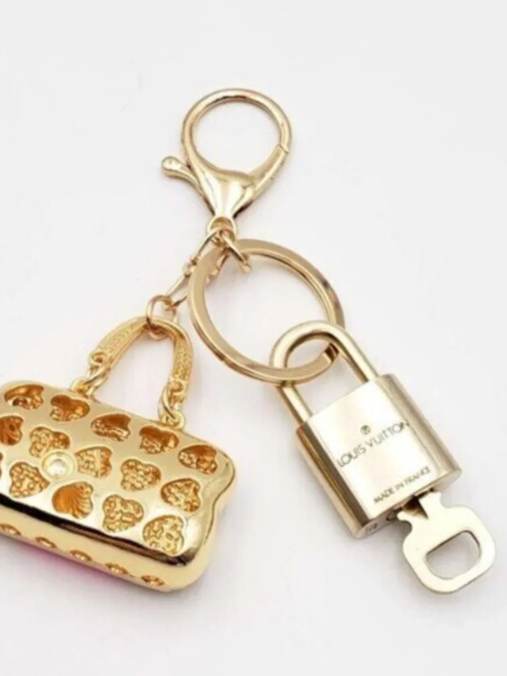 LV Authentic Gold Padlock 🔒 Key Set w/ Unbranded Keychain Charm